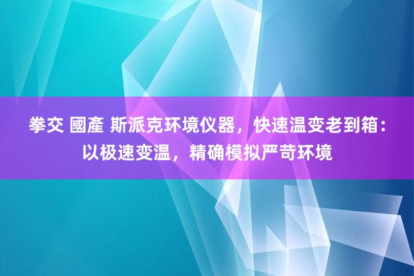 拳交 國產 斯派克环境仪器，快速温变老到箱：以极速变温，精确模拟严苛环境