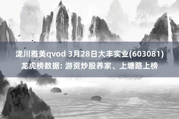 泷川雅美qvod 3月28日大丰实业(603081)龙虎榜数据: 游资炒股养家、上塘路上榜
